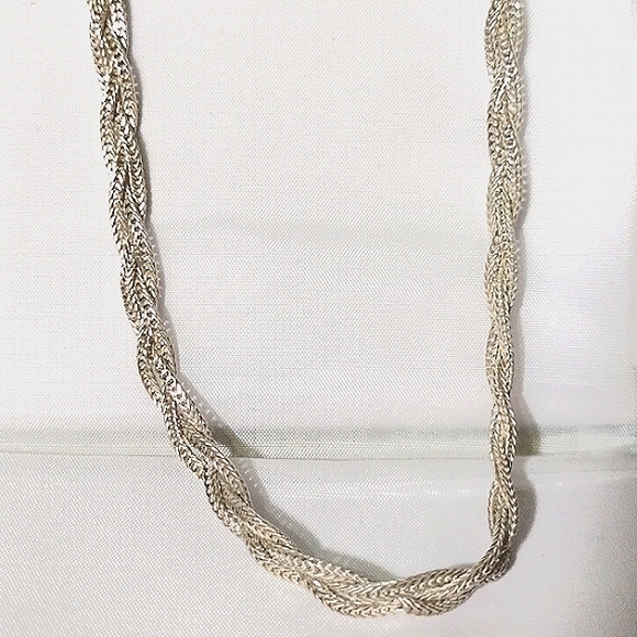.925 Sterling Silver 18" Braided Chain 10.18grams - Picture 7 of 11